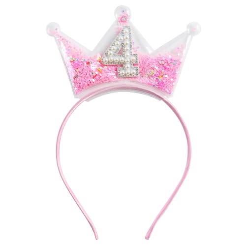 Fancheer Pink Birthday Crown Headband for Toddler Girls 2-8
