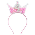 Fancheer Pink Birthday Crown Headband for Toddler Girls 2-8