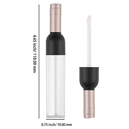 Empty Lip Gloss Tubes 5ml Clear Wine Shaped Lip Gloss Tube Plastic Mini Refillable Lip Oil Bottle Container Lip Glaze Tube Vials Cosmetic DIY Container Holders, Gold, Pack of 10