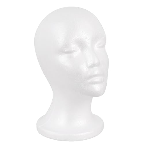 MapofBeauty White Foam Wig Head Stand & Mannequin Display for Hats, Masks