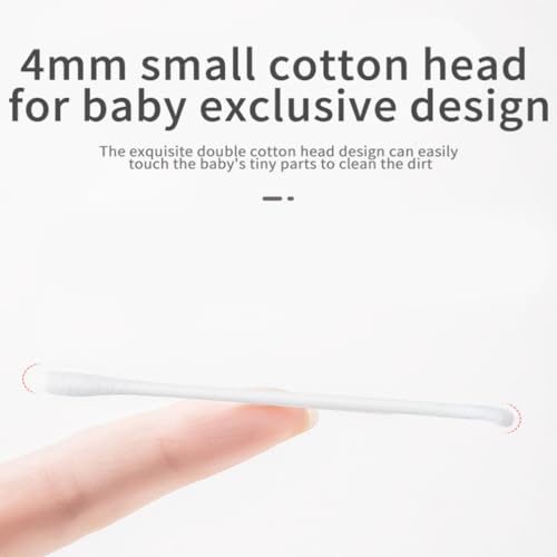 Baby Cotton Swabs - 400 Count Organic Dual-Headed Ear & Nose Cleaners for Newborns & Kids