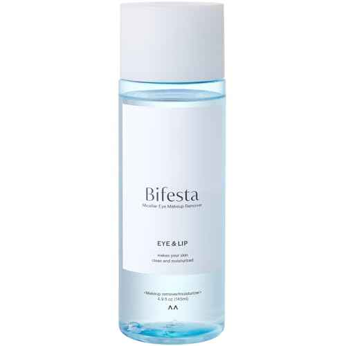 Bifesta Eye & Lip Micellar Makeup Remover 4.9 fl oz (145ml) ? Dual-Phase Waterproof Makeup Remover, Non-Greasy, Fragrance-Free by MANDOM, Made in Japan