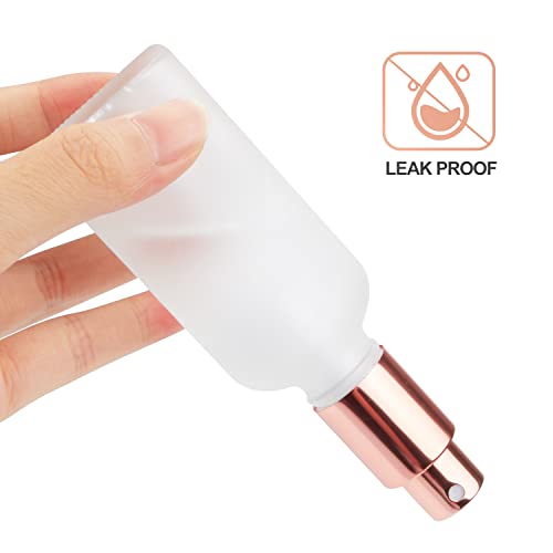 12 Pack,2 Oz Frosted Fine Mist Atomizer,Empty Glass Spray Bottles With Rose-Golden Pump Cap,Protable Travel Liquid Holder Containers for Perfume,Essential Oils-Stickers,Pipette&Funnel Included