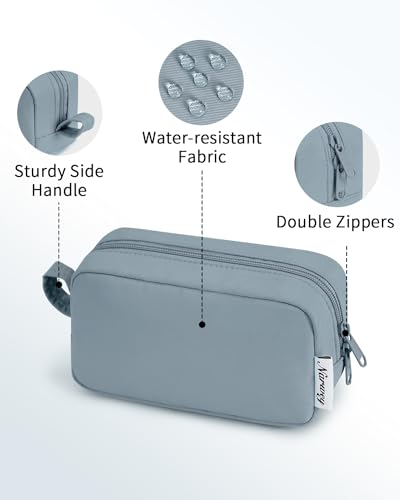 Narwey Mini Makeup Bag for Purse - Greyish Blue Travel Pouch