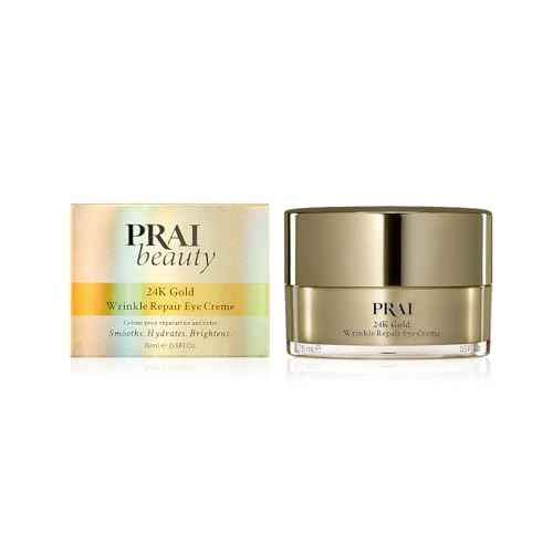 PRAI Beauty 24K Gold Wrinkle Repair Eye Creme - Anti-Aging and Anti-Wrinkle Eye Cream - Infused with Hyaluronic Acid and Real 24K Gold, 0.5 Oz