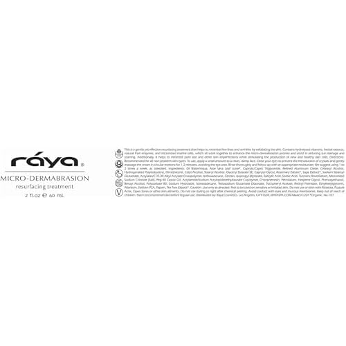 RAYA Microdermabrasion Facial Cream (107), Gentle Resurfacing and Cleansing Solution for Non-Problem Skin, Face Moisturizer, Face Cream for Women, Works to Minimize Fine Lines and Wrinkles, 2oz