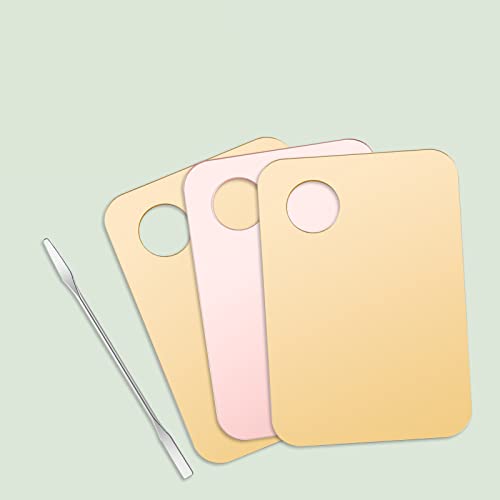 4-Piece Makeup Mixing Palette Set with Spatulas - Pink & Clear