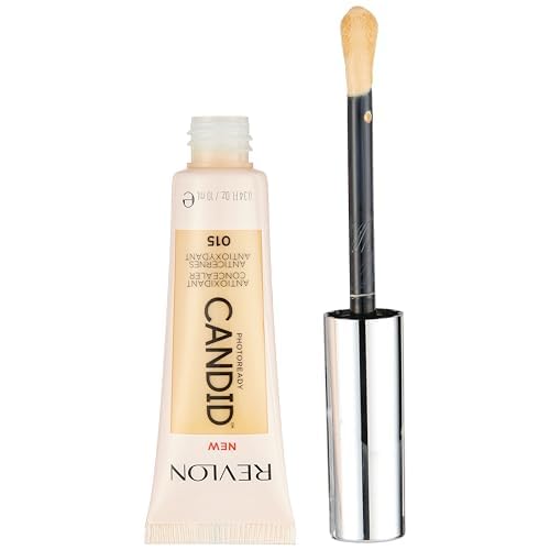 Revlon Concealer Stick, PhotoReady Candid Face Makeup with Anti-Pollution & Antioxidant Ingredients, Longwear Medium-Full Coverage Infused with Caffine,Natural Finish,Oil Free,015 Light, 0.34 Fl Oz