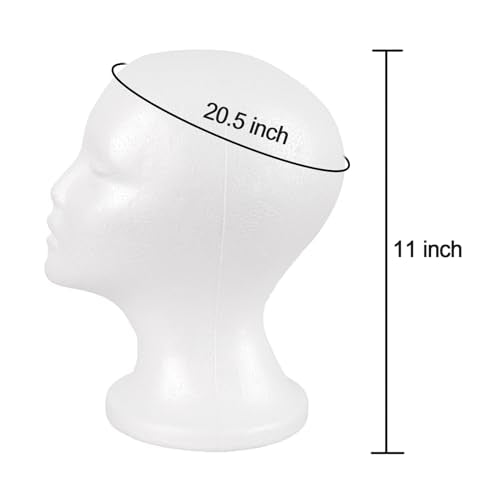 MapofBeauty White Foam Wig Head Stand & Mannequin Display for Hats, Masks