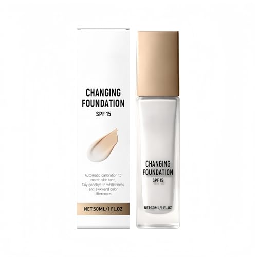 Color-Changing Foundation Makeup - Lightweight, Buildable Coverage with SPF 15 | Natural, Sweat-Resistant & Long-Lasting Wear for All Skin Tones | 30ml