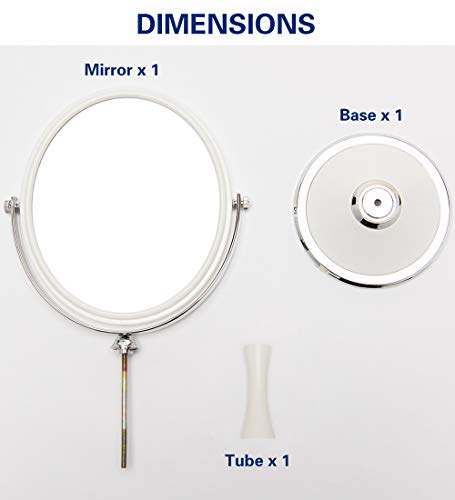 YEAKE White & Silver 8-Inch Double Sided Swiveling Table Mirror with 1X/3X Magnification, 13-Inch Stand Vanity Mirror