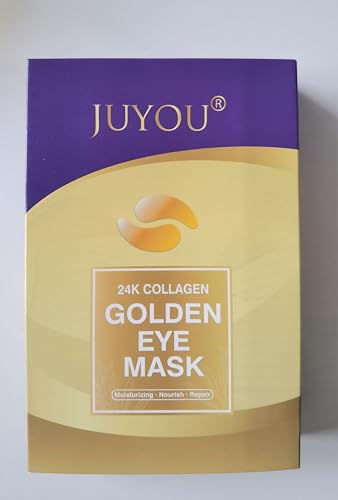 JUYOU 48Pcs/24Pairs 24K Gold Gel Crystal Collagen Eye Pads, Under Eye Mask for Moisturizing, Fine Lines, Dark Circles& Puffy Eyes Under Eye Patches