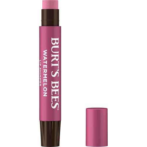 Burt's Bees Shimmer Lip Tint, Tinted Lip Balm Stick, Moisturizing for All Day Hydration with Natural Glowy Pigmented Finish & Buildable Color, Watermelon, 1 Tube, 0.09 oz.