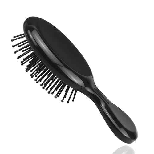 10 Pack Mini Hair Brushes Bulk, Mini Hair Brush Individually Wrapped, Soft Bristles Adds Shine, Scalp Massage and Detangling, Safe for All Hair Types Extensions, Wigs(Bright Black)
