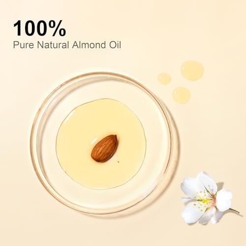 Organic Almond Oil 32 fl oz 100% USDA Pure Cold Pressed Glass Bottle Almond Oils for Skin, Hair, Face, Body Moisturizer, Smooth and Soft Skin, Base Carrier Oil for DIY, Massage