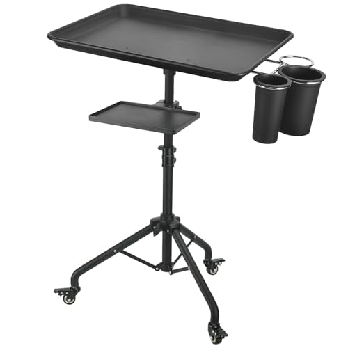 Adjustable Salon Tray Cart on Wheels, 17" x 13" Storage