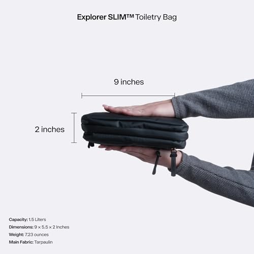 Gravel Explorer Slim Hanging Water Resistant Travel Toiletry Bag, Shaving Kit, Makeup Bag, Dopp Kit for Men and Women