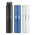 LISAPACK 8ml Travel Refillable Perfume Bottles - Set of 3 Colors Black Silver Blue