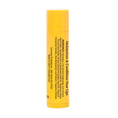 Cococare Cocoa Butter Lip Balm - The Little Yellow Stick - Conditions & Protects Lips with Hydrating Formula - Light Scent of Cocoa Butter - 0.15oz (24 Sticks)