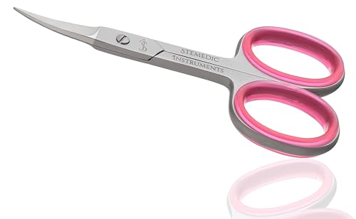 Stemedic Instruments Curved Nail & Eyebrow Scissors Silver with Pink Ring