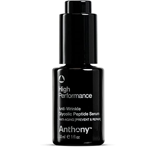 Anthony High Performance Anti-Wrinkle Glycolic Peptide Serum, Anti-Aging Lifting Moisturizer with Glycolic Acid, Peptides, Biotin, Pullulan and Algae Extract, Hydrates and Firms All Skin Types,1 Fl Oz