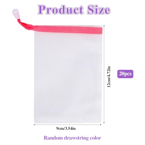 20 PCS Exfoliating Mesh Soap Bags with Drawstring - 4.7 x 3.5"