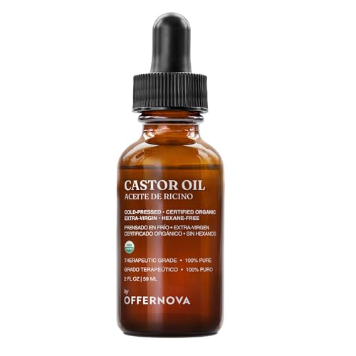 Offernova Organic Castor Oil, Pure Cold Pressed - Eyelash Serum for Hair Growth, Thicker Eyebrows - Hexane Free- Aceite de Ricino Organico para Crecimiento Pesta?as