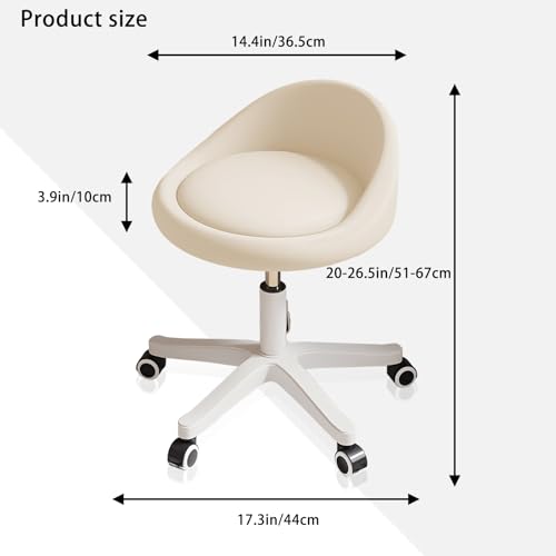 Ergonomic Rolling Stool with Adjustable Height & Swivel Seat