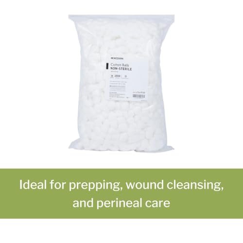 McKesson Cotton Balls Bulk Medium 2000 Count for Face, Makeup & Cleaning
