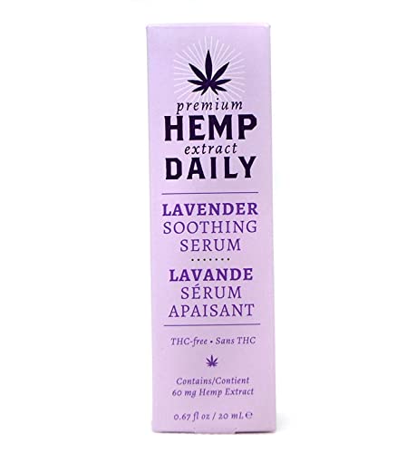 Hemp Daily Soothing Serum | Hemp Serum with Essential Oils | Vegan, Organic Ingredients | .67 Fluid Ounces (Lavender, Single)