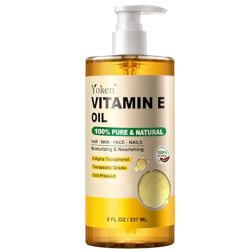 Yoken Vitamin E Oil 8oz - Pure D-Alpha Tocopherol for Face & Body