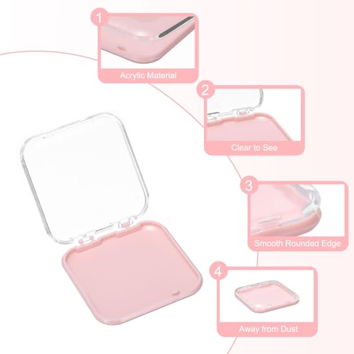 uxcell 20 Pcs Press on Nail Storage Box with Adhesive Double Sided Tape, Acrylic Nail Display Box for Nail Salon Home Storage Supplies, Clear/Pink