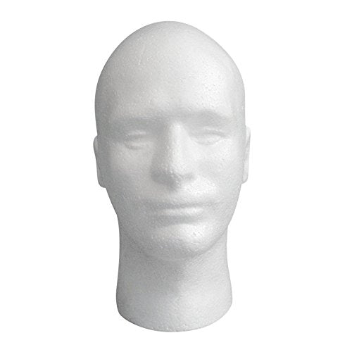 LIAMTU Male Wig Display Mannequin Head Stand Model Styrofoam Foam White