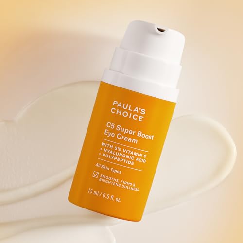 Paula's Choice C5 Super Boost Eye Cream for Dark Circles, Puffy Eyes, Fine Lines & Crow¡¯s Feet, Eye Repair Cream with 5% Vitamin C, Hyaluronic Acid & Peptides, Fragrance Free, 0.5 fl oz