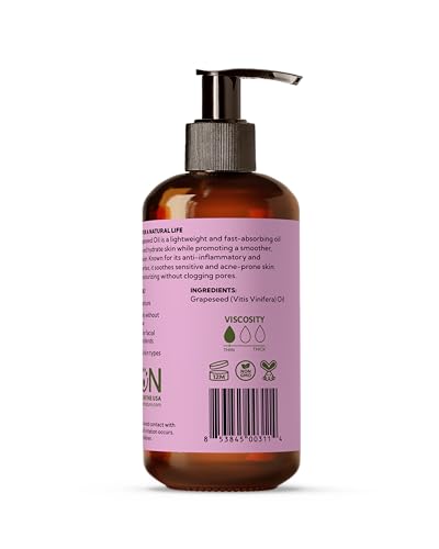 Best of Nature 8 fl oz Pure Grapeseed Oil - Lightweight Body & Face Moisturizer