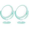 Danielle,Tabletop Mount 10X Soft Touch Round Vanity Mirror, Seafoam (Pack of 2)