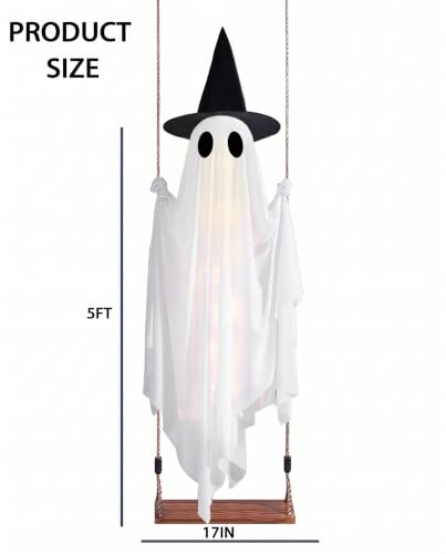 5FT LED Light-Up Halloween Ghost Swing with Remote Control