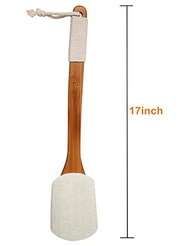 Leotruny 100% Natural Exfoliating Loofah with 17in Arc Long Handle - 1 Pack