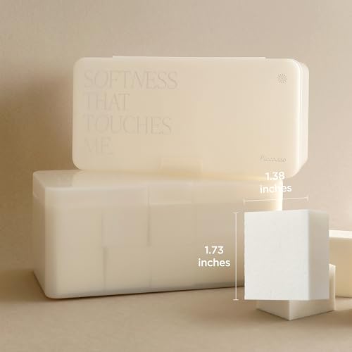 Piccasso Makeup Sponges for Foundation 20P ? Latex Square Sponges for Face Makeup, Long-Lasting Sponges with Coating Surface, Ideal for High-Adherence & Hygienic Daily Use