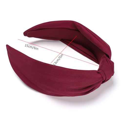 Etercycle Headband for Women, Knotted Wide Headband, Yoga Hair Band Fashion Elastic Hair Accessories for Women (Wine Red)