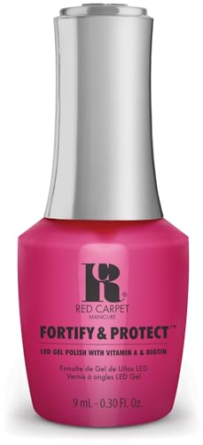 Red Carpet Manicure Fortify & Protect Bright Pink Crème Gel Polish for Strong, Healthy Nails - Infused with Vitamin A & Biotin - (Cherry Blossom Beauty) Led Nail Gel Color, 0.3 Fl Oz