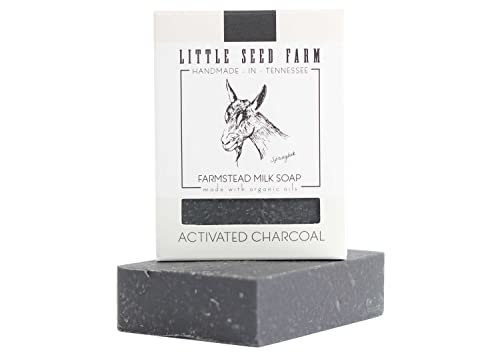 Little Seed Farm Organic Goat’s Milk Soap – 3 Pack of Activated Charcoal Facial and Body Bars – Handmade and Cruelty Free – Detoxifying and Deep Cleaning – Unscented for Sensitive Skin, Net Wt. 4.75oz