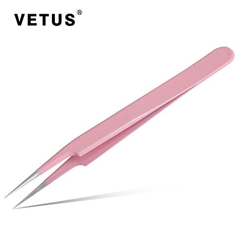 Pink Color Precision Eyebrow Eyelash Plant Tweezers Hair Remover Nail Beauty Makeup Tool Stainless Steel Pointed Tip(CS-5A)