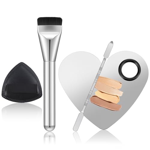 Makeup Mixing Palette Set with Spatula, Brush & Puff - 4PCS