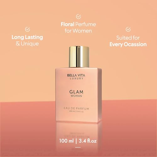 BellaVita Luxury Glam Perfume & Body Wash Combo for Women | Eau De Parfum with Jasmine, White Honey, Rose & Cedar (100ml) + Fruity Floral Shower Gel with Aloe Vera (500ml) | Gentle & Refreshing