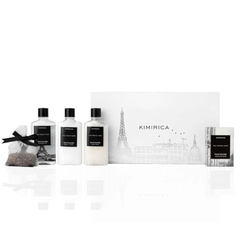 Kimirica The french Note Luxuriously Crafted Gift Set For Women and Men Pampering Kit for Birthday's & All Special Occasions Majestic fragrance of French Lavender 5 Piece Gift Set 100% Vegan