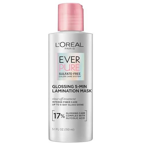 L'Oreal Paris EverPure Glossing Hair Mask - 5-Minute Treatment for Color Treated Hair with Glycolic Acid