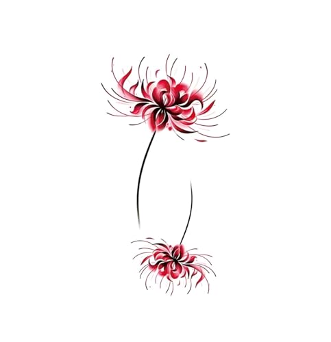Red Spider Lily Temporary Tattoo - Waterproof Floral Design