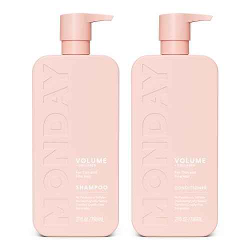MONDAY HAIRCARE Volume Shampoo + Conditioner Set (2 Count) 27 oz. For Thin, Fine, and Oily Hair Made with Coconut Oil, Ginger Extract, and Vitamin E 100% Recyclable Bottle