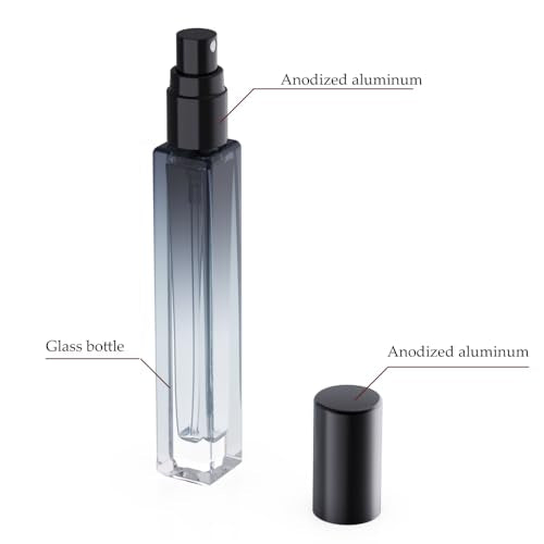 Seafulee Gradient Black Cap 10ML Refillable Perfume Atomizer Set - 5 Pack
